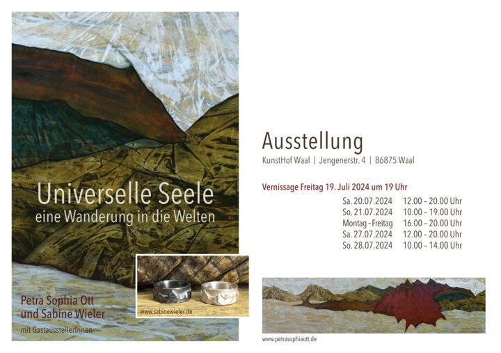 Ausstellungsankündigung "Universelle Seele" - Petra Sophia Ott und Sabine Wieler